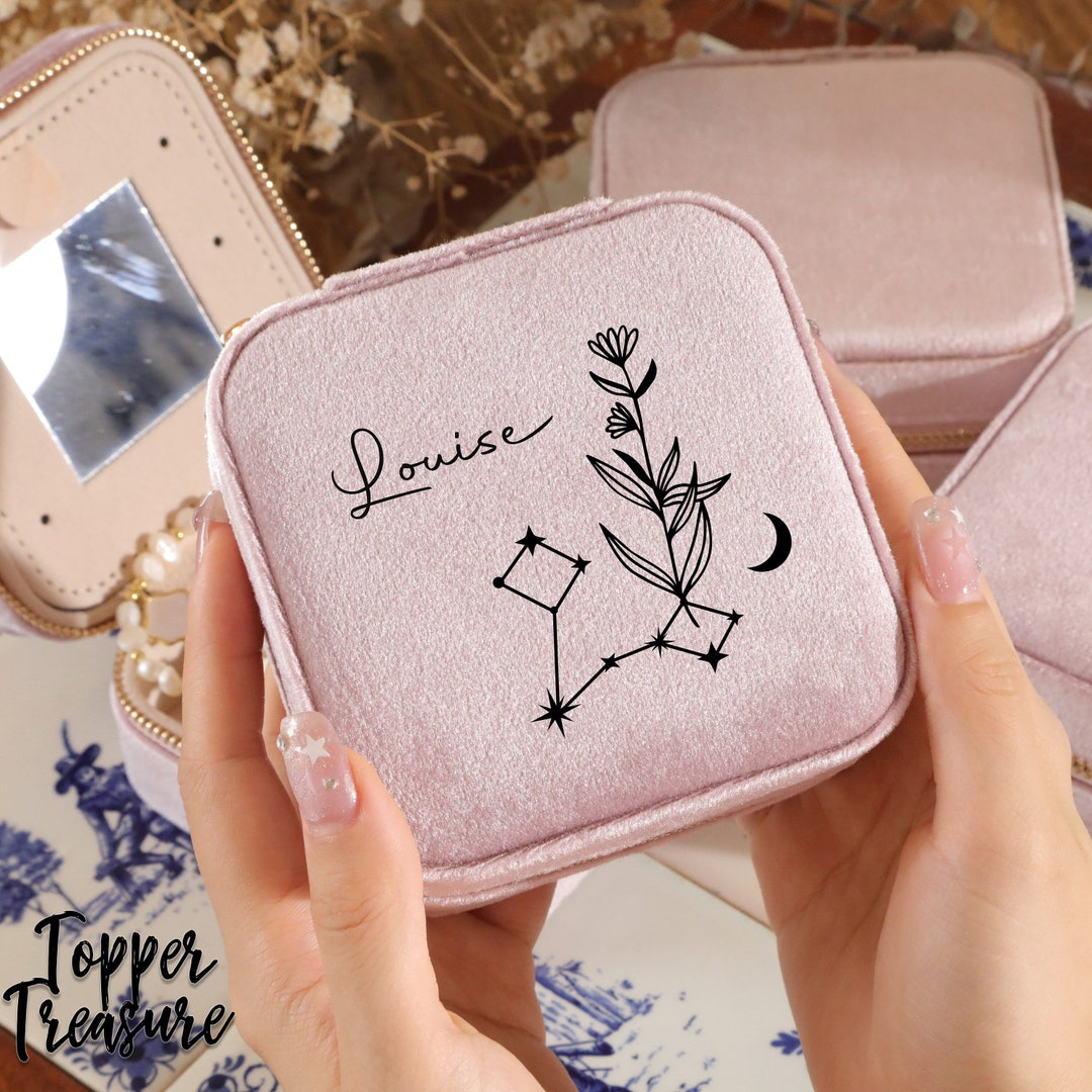 Personalized Zodiac Jewelry Box, Birthflower Jewelry Storage, Custom