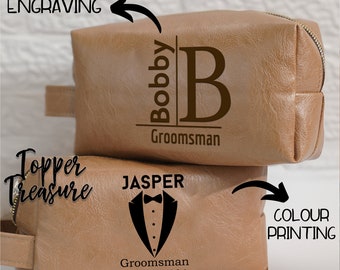 Borsa da bagno personalizzata per testimoni dello sposo, kit Dopp da uomo con monogramma, custodia da toilette Usher, kit da viaggio regalo per testimoni dello sposo, kit da barba per testimoni dello sposo, regalo per uomo