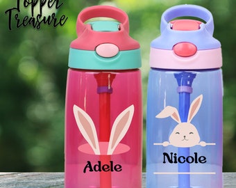 Gourde personnalisée pour enfant, Gourde de 16 oz pour enfant, Gobelet pour enfant, Cadeau de Pâques, Gobelet lapin de Pâques, Gobelet pour la rentrée, Cadeau pour enfant