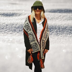 Colorful Scarf, Knit Scarf, Shawl for Winter, Cozy Designs, Warm long Scarf, Crochet Handmade wool shawl