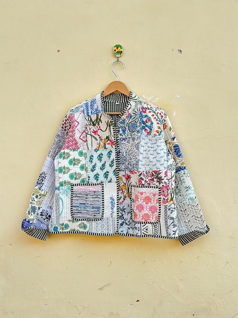 Patchwork Quilted Jackets Cotton Floral Bohemian Style Fall Winter Jacket Coat Streetwear Boho Quilted Reversible Jacket for Women image 1