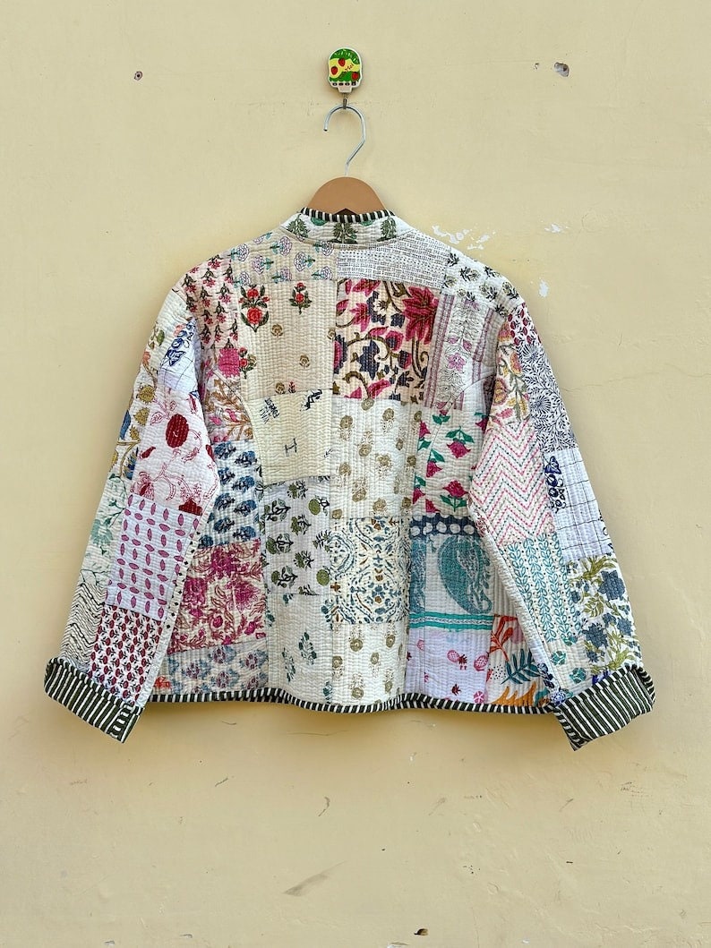 Patchwork Vestes matelassées Coton Floral Boho Style Automne Hiver Veste Manteau Streetwear Boho Matelassé Veste réversible pour les femmes image 3