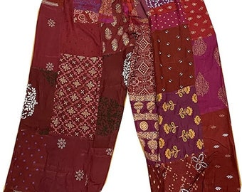 LIVRAISON GRATUITE - Sarouel en patchwork avec poches, sarouel hippie bohème en rayonne, pantalon d'été, pantalon unisexe super confortable pour vêtements de festival
