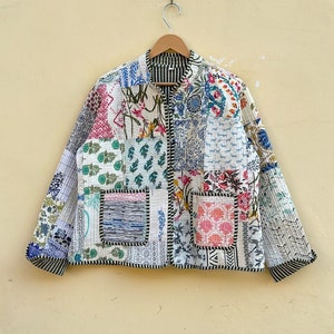 Patchwork Quilted Jackets Cotton Floral Bohemian Style Fall Winter Jacket Coat Streetwear Boho Quilted Reversible Jacket for Women image 4