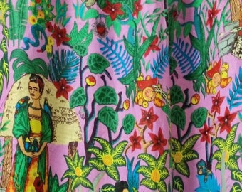 Drapés colorés inspirés de Frida, ensemble de deux rideaux, ensemble de rideaux en coton semi-transparent. Deux panneaux.