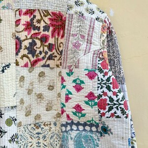 Patchwork Quilted Jackets Cotton Floral Bohemian Style Fall Winter Jacket Coat Streetwear Boho Quilted Reversible Jacket for Women image 2