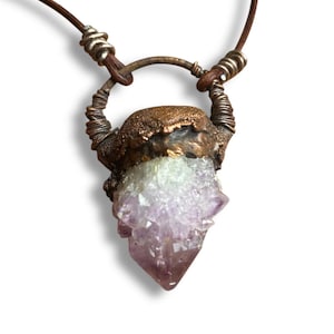 Spirit Quartz Amulet • Electroformed Copper Pendant • Raw Crystal Necklace • Witch Jewelry • Seer Talisman • One of a Kind