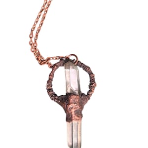Threshold - copper and quartz amulet - electroformed copper - gift ideas