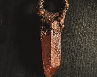 Hematite quartz pendant- ELECTROFORMED! Copper pendant