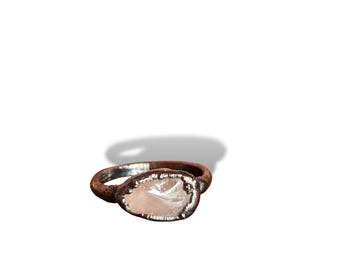 Anillo de cobre con cuarzo rosa, talla 9.5