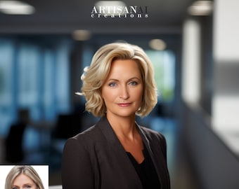 Custom AI-Enhanced Female Portrait  - Business - Headshot - Digital Download - Digital Image - Portrait - AI - Vintage - AI Portrait