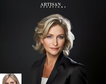 Custom AI-Enhanced Female Portrait  - Business - Headshot - Digital Download - Digital Image - Portrait - AI - Vintage - AI Portrait