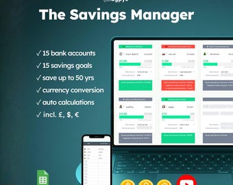 Savings Manager: Sinking Funds & Savings Account Tracker (Google Sheets)