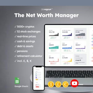 Net Worth Manager: Monitore Poupanças, Pensões, Ações, Criptomoedas, Dívidas e Ativos (Planilhas Google)