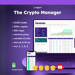 Cryptomanager: geautomatiseerde spreadsheet voor bitcoin- en cryptoportfoliotrackers, basis van gemiddelde kosten (Google Spreadsheets)