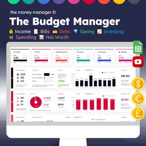Monthly Budget Planner Spreadsheet | Savings Planner | Debt Tracker | Investment Tracker | Income & Net Worth Tracker | Spending Tracker