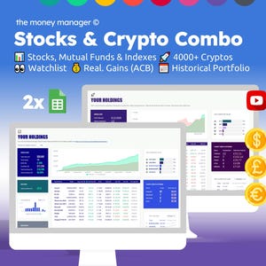 Stocks & Crypto | Automated Portfolio Trackers | Google Sheets Spreadsheet for Stocks, Mutual Funds, Indexes | Cryptocurrency | Investments