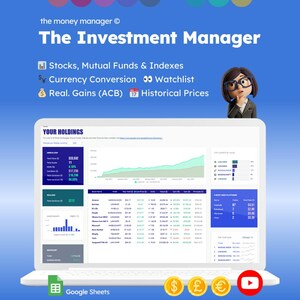 Investment Tracker | Automated Portfolio Tracker | Google Sheets Spreadsheet for Stocks, Mutual Funds & Indexes | Average Cost Basis (ACB)