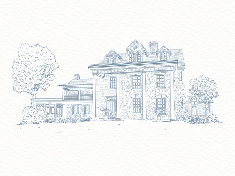 Custom Wedding Venue Drawing Digital Download image 2