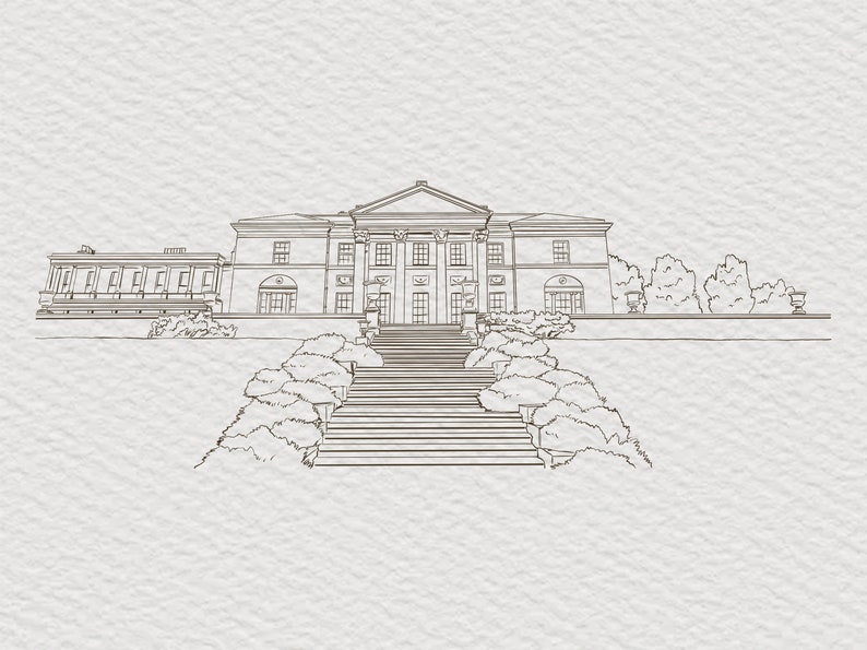 Custom Wedding Venue Drawing Digital Download image 3