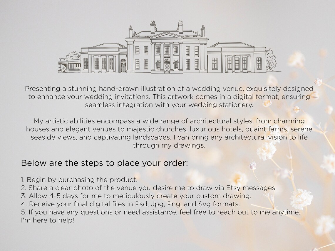 Wedding Venue Illustration, Digital Wedding Design, Custom Drawing ...