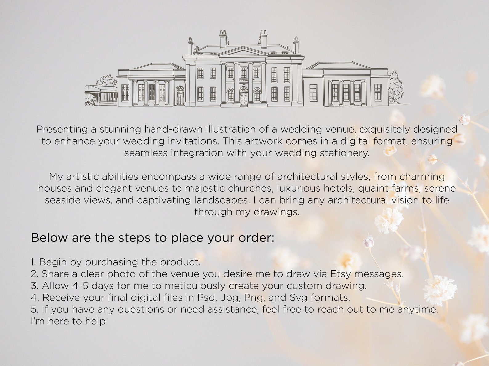 Wedding Venue Illustration, Digital Wedding Design, Custom Drawing ...