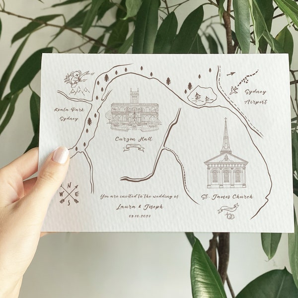 Custom Wedding Map Illustration