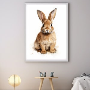 Enchanting Digital Rabbit Painting - Instant Download - Whimsical Bunny Artwork - Nursery Decor, Rabbit Wall Art