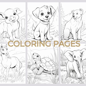 Kids Animal Coloring Pages, Digital Download, Printable Animal Coloring Sheets, Fun and Educational Art for Children