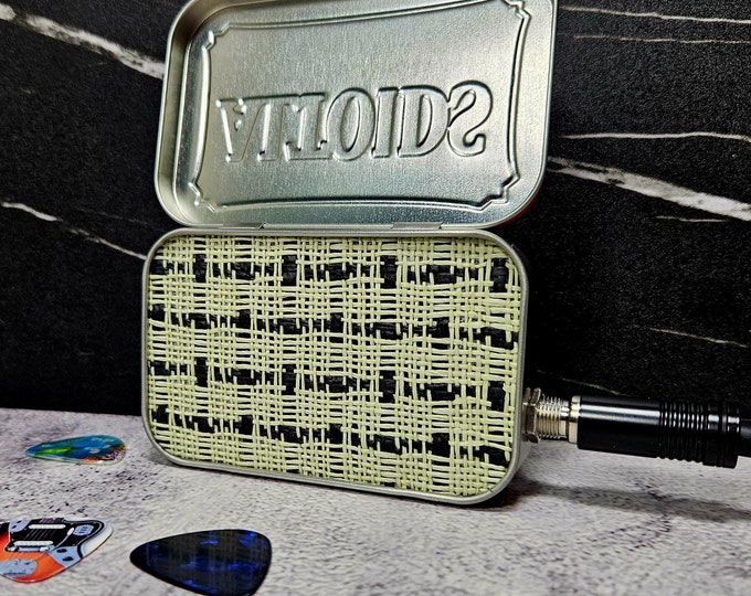 Portable Mint Tin Guitar Amplifier - Altoids Red/British Vintage Retro 70's Style Grill Cloth, Handmade Gifts for Musicians FREE SHIPPING