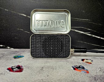 Portable Tin Amp and Speaker for Electric Guitar - Altoids Red/Black Fender Style Grill - Handmade Gifts for Guitar Players FREE SHIPPING