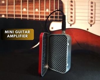 Portable Mint Tin Guitar Amplifier - Altoids Red/Gray and Black Matrix Grill, Handmade Gifts for Musicians FREE SHIPPING