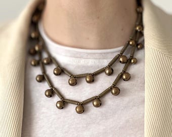 Bronze necklace with bells Shelesty traditional Ukrainian jewelry ethno boho folk necklace Hutsul zgarda metal bijouterie jewellery unique