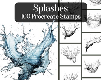 Éclaboussures, 100 timbres procréer, éclaboussures d'eau procréer des timbres, liquide, images de référence