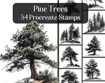 Pine Trees Procreate Stamps: Forest Foliage Brush Set (Digital Download)