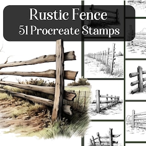 Rustic Fence Procreate Stamps: 51 Brush Set (Digital Download)