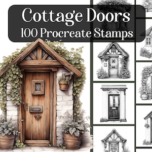 Cottage Doors Procreate Stamps: 100 Realistic Building Brushes (Digital Product)