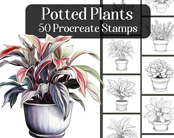 Sellos de Procreate para plantas en maceta: 50 pinceles de plantas de interior (descarga digital)