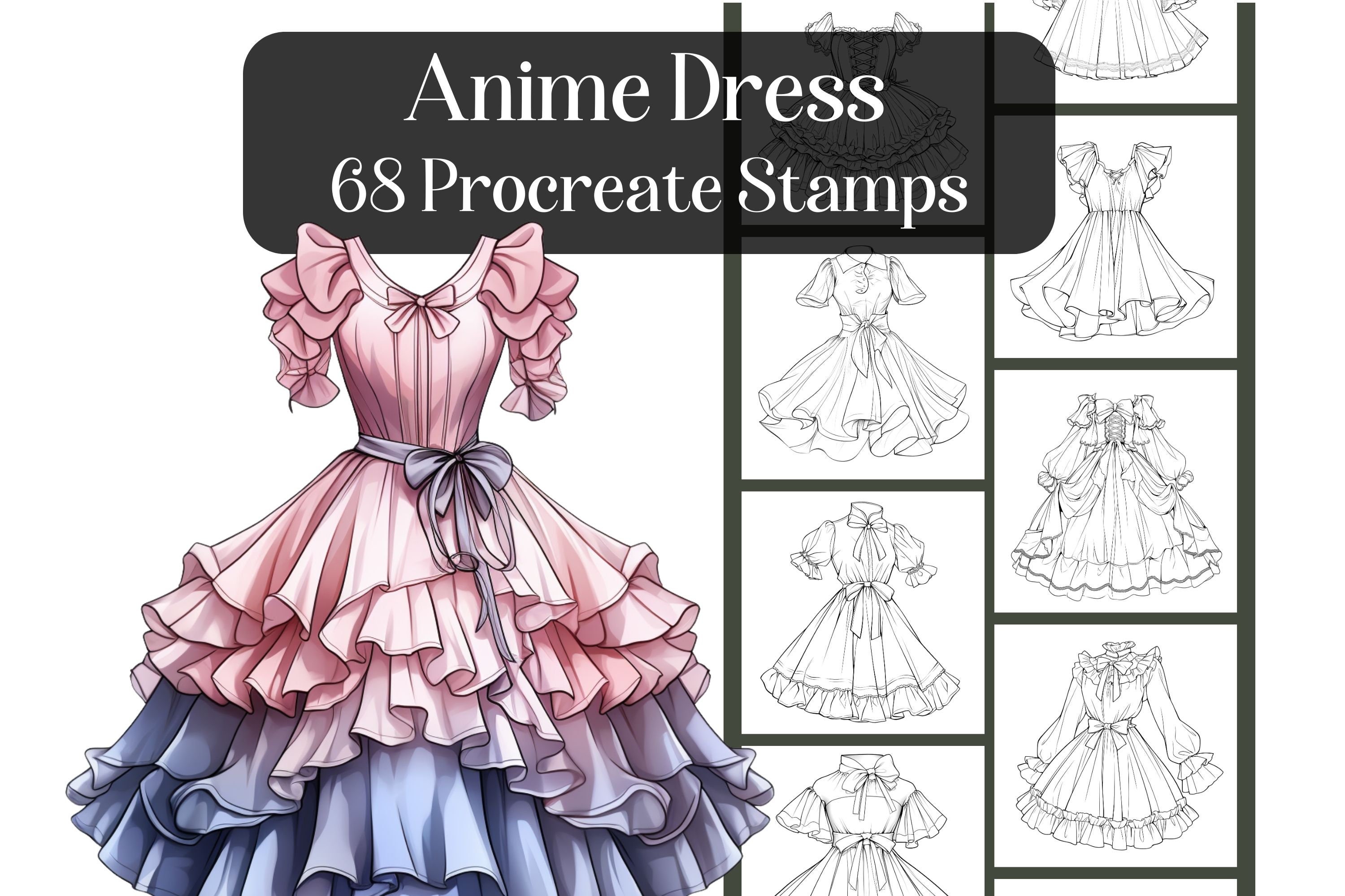 Anime Dress Procreate Stamps: 68 Manga Fashion Brushes (digital Download) - Etsy Anime Dress Procreate Stamps: 68 Manga Fashion Brushes (digital Download) - Etsy