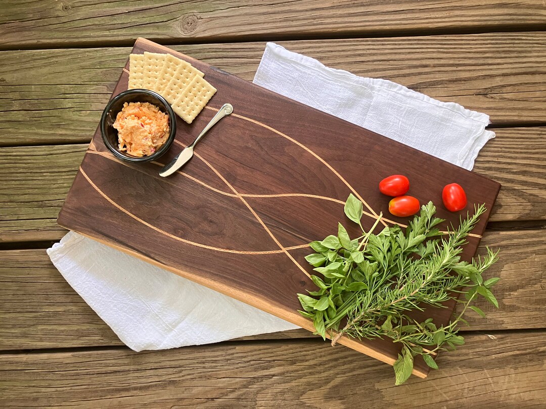 Wave Charcuterie Board Cutting Board Rubber Feet Handmade Etsy