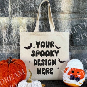 Sacs Liberty OAD113 en téléchargement numérique, maquette, sac fourre-tout naturel d'Halloween à imprimer, sac fourre-tout en toile, maquette minimaliste pour sublimation
