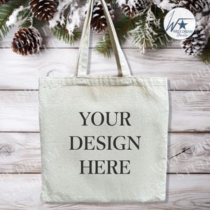 Sac Liberty de Noël OAD113, téléchargement numérique, maquette, sac fourre-tout naturel, impression maquette, toile fourre-tout, maquette Style minimaliste, sublimation