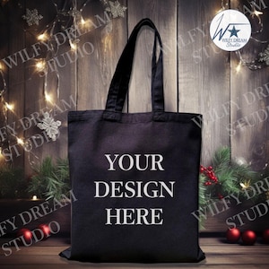 Sac fourre-tout noir en téléchargement numérique maquette de Noël Liberty OAD113