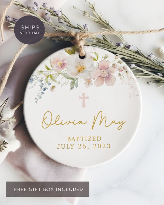 Baby Girl Baptism Ornament - Christening Gift 2026