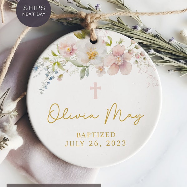 Baby Girl Baptism Ornament - Christening Gift 2026