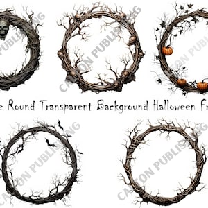 Borde de Halloween, marco digital de Halloween, marco espeluznante, marco redondo de Halloween para uso comercial