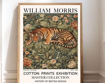 Floral Tiger William Morris Print Animal Botanical Wall Art  Victorian Floral Decor Vintage Home Decor For Living Room, Art Gifts