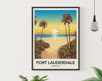 Florida Travel Poster | Fort Lauderdale Florida Travel Poster Gift | Fort Lauderdale Beach Florida Print | Framed Fort Lauderdale Art Print