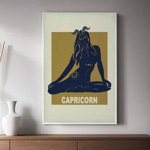 Capricorn  Print | Astrology Print | Capricorn Print | Capricorn Horoscope Gift | Capricorn Birthday Gift | Golden Astrology Decor
