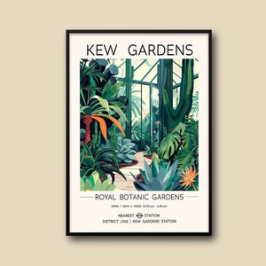 Kew Gardens Print, The Cactus House, London Kew Garden Print, Botanical Garden- Living Room Wall Art Print, Vintage Floral Art Wall Decor